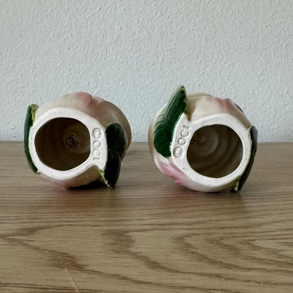 Fitz & Floyd OCI Omnibus Pink Rose‎ Shaped Taper Candle Holders Set of 2 Vintage